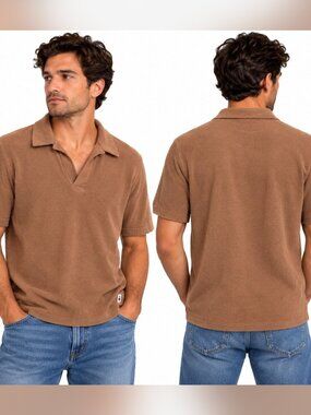 NN07 No Nationality Brown Knit Johnny Collar Polo M